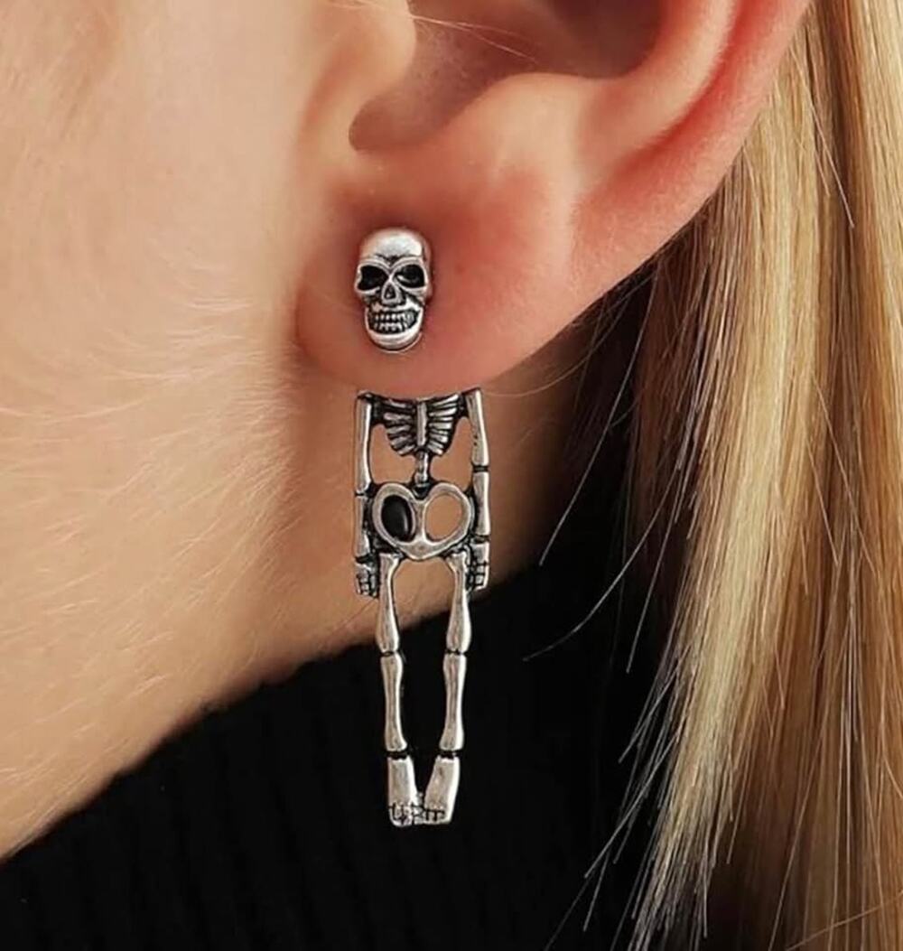 Skeleton Ear Jacket Stud Earrings